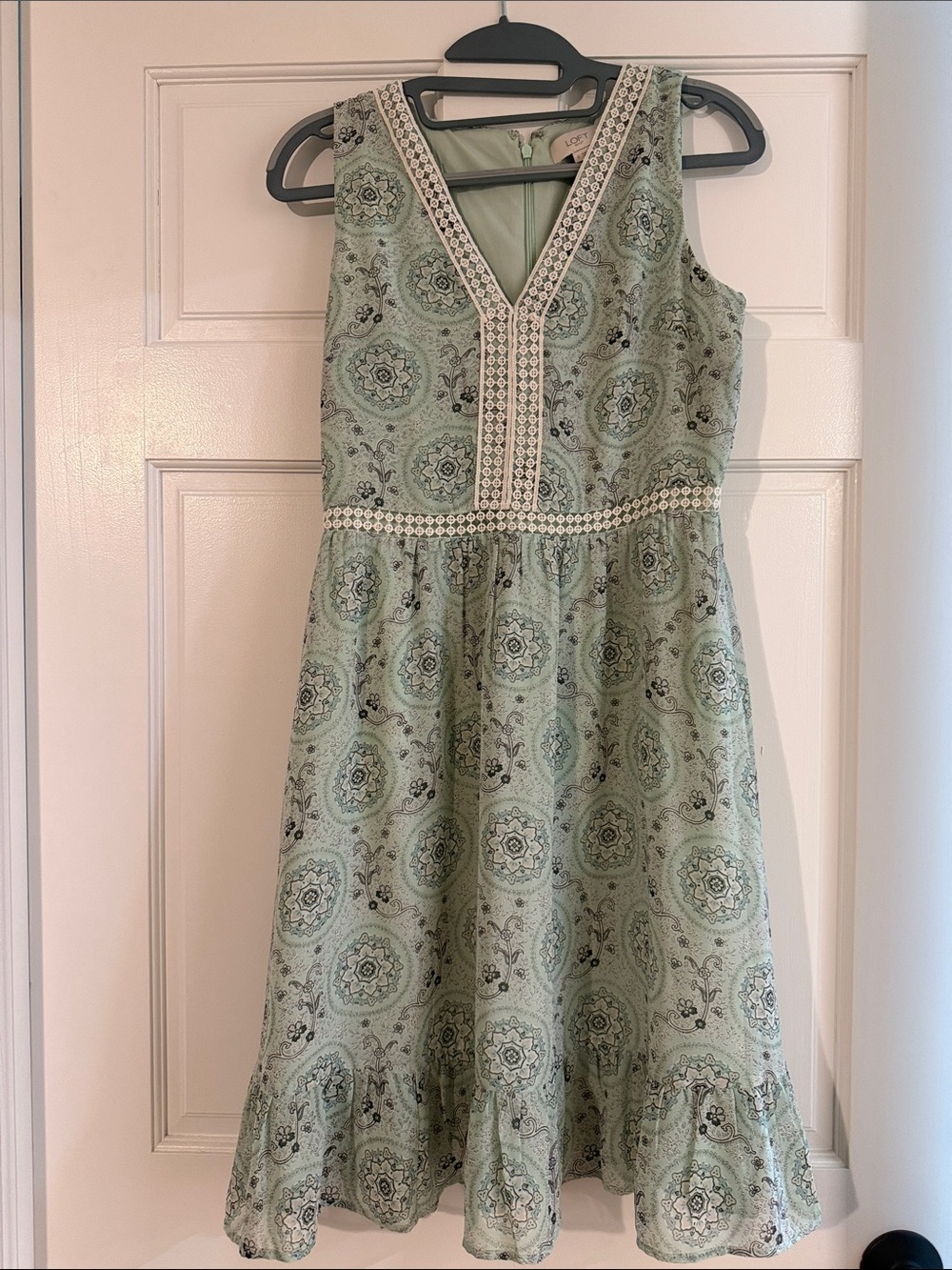 LOFT Outlet Mint Green Lace-Trim Dress